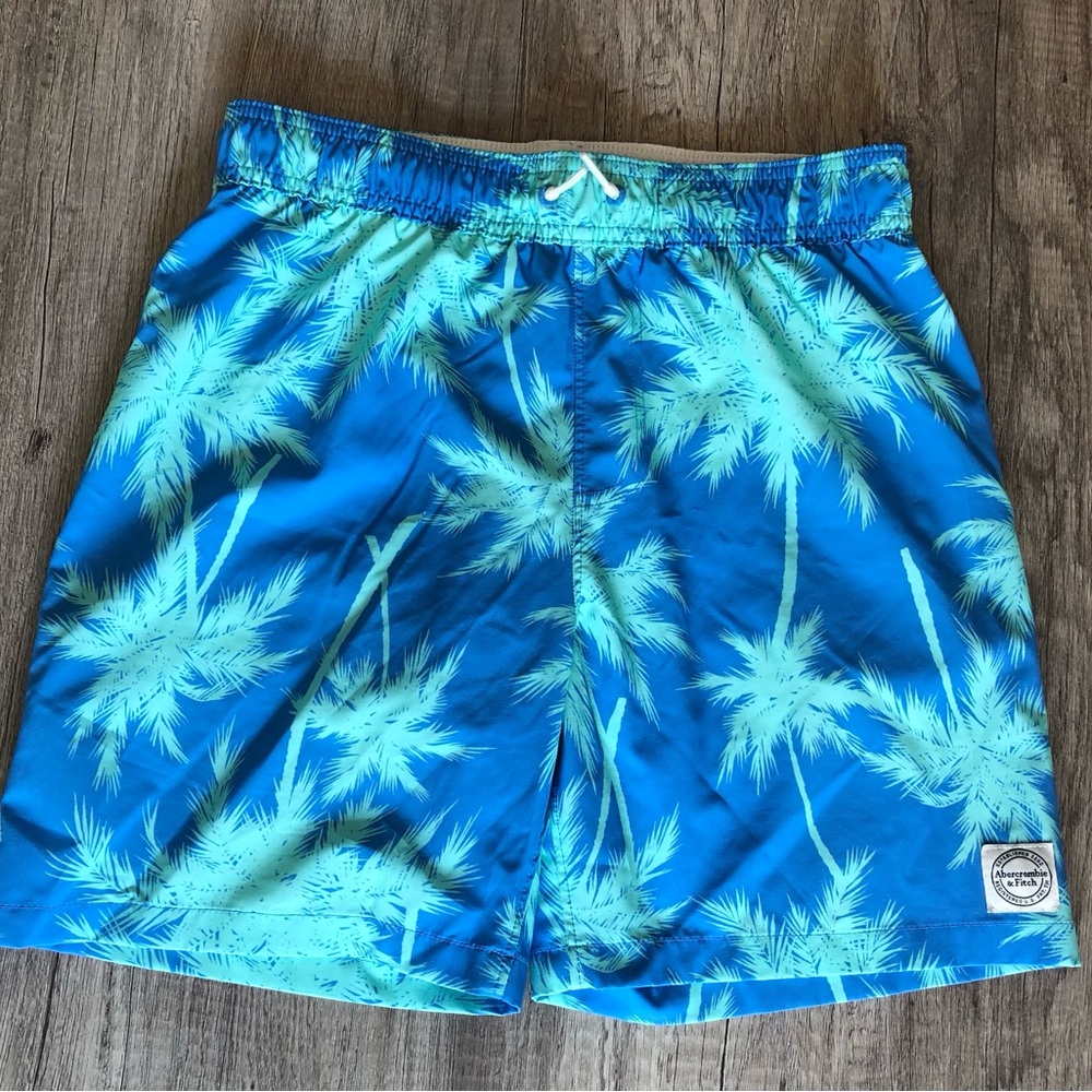 Abercrombie & Fitch Teal and Aqua Palm Swim Shorts